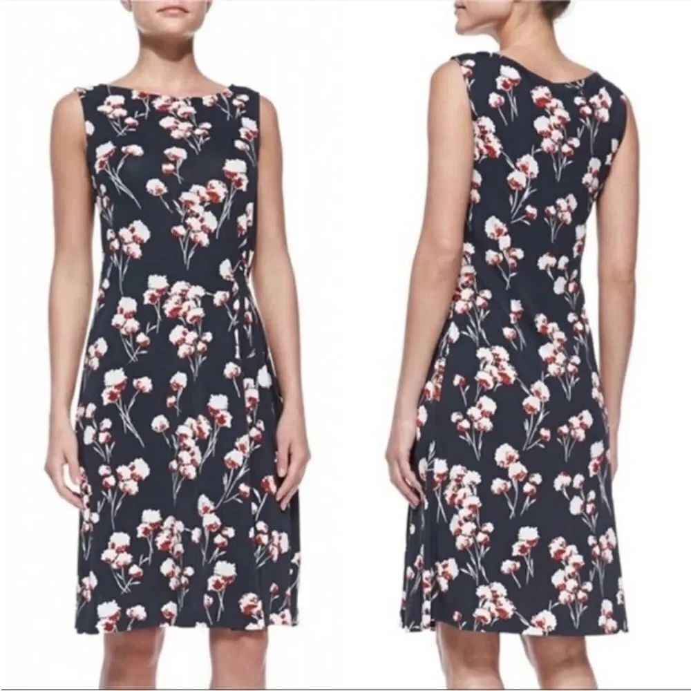 Tory Burch Zandi Floral Print Asymmetric Dress Jersey Sleeveless Size M
